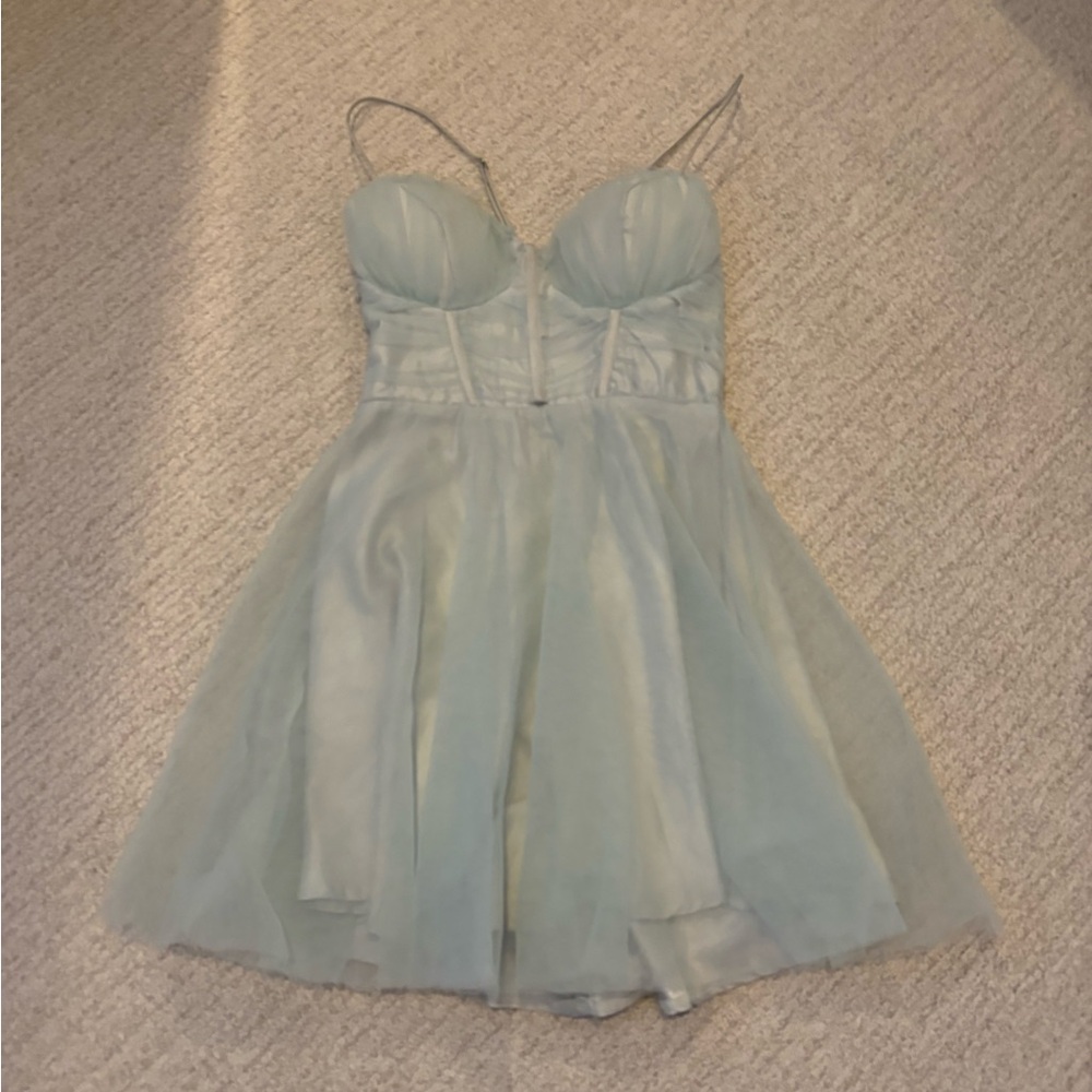 Selfie Leslie Light Blue Tulle Corset Mini Dress